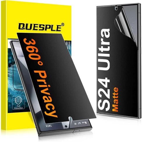 2 Pack for Samsung Galaxy S24 Ultra Matte Privacy Screen Protector [Not Glass], 360° Anti-Spy, Anti-Scratch, Anti-Glare, Support Fingerprint Unlock in Saudi Arabia