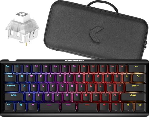 KINESIS Gaming TKO Mechanical Keyboard | Clicky White Switches | 60% Layout | Split Spacebar | Hotswap | PBT Keycaps | Aluminum Body | SF Shock Limited Edition Travel Case in Saudi Arabia