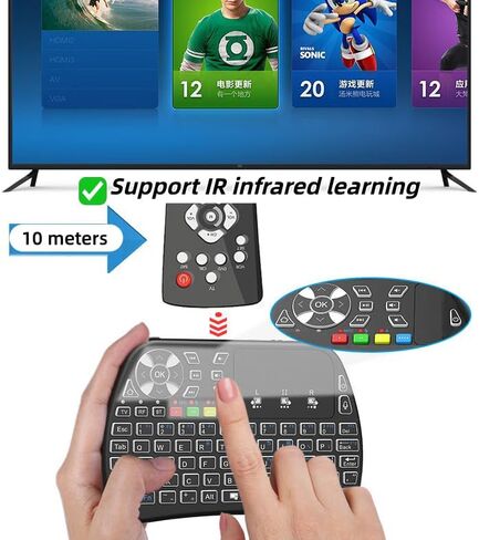 Mini Bluetooth Keyboard Remote Control with Touchpad Mouse Combo,RGB Backlit 2.4GHz+BT Dual Mode Keyboard Rechargeable Handheld Wireless Portable for Android TV Box Smart TV PC PS3 Windows MacOS X-Box in Kuwait