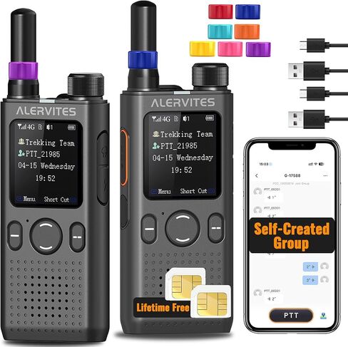 Global Rapid Walkie Talkies Unlimited Range PoC Radio, 5000+ Miles Nationwide PTT Push-to-Talk Over Long Distance 4G LTE Two-Way Radios For Camping,Family,Logistics,Truck Fleets,Cruise(SIM Card,2Pack) in Saudi Arabia