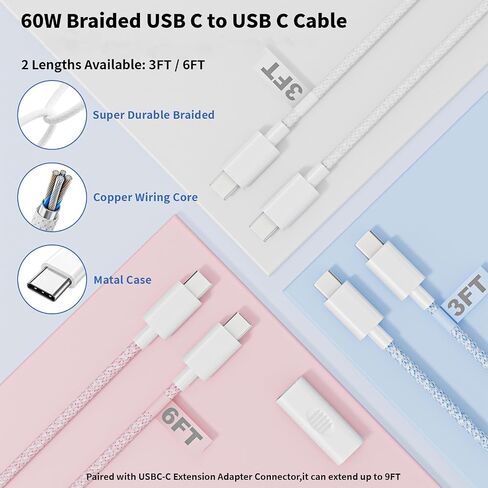 كتلة الشحن السريع iPhone17 16 15، 3 عبوات شاحن هاتف USBC مختلط ملون بقدرة 20 وات in Kuwait
