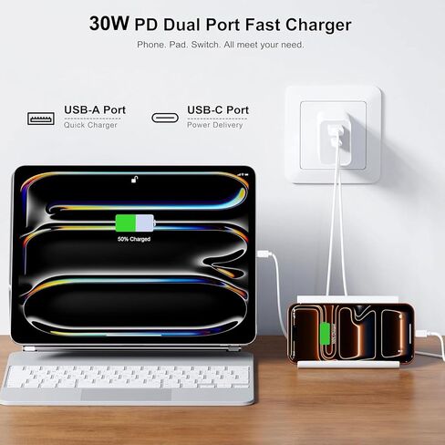 30W Fast Charging Kit, 2-Pack: USB-A and USB-C Charger and Data Cable in Saudi Arabia
