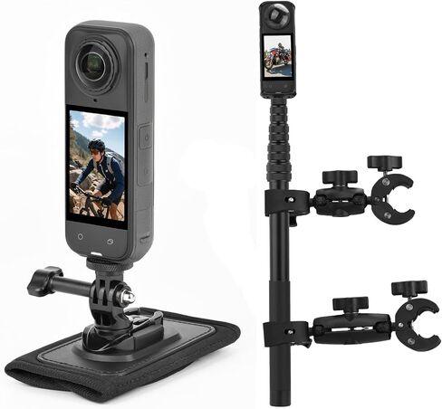 BRDRC Backpack & Motorcycle Mount for Insta360 X5 X4 Air, Anti-Slip Shoulder Clip & Bike Handlebar Clamp with 59" Invisible Selfie Stick Bundle in Saudi Arabia