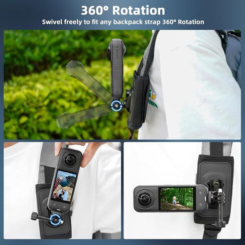 BRDRC Backpack & Motorcycle Mount for Insta360 X5 X4 Air, Anti-Slip Shoulder Clip & Bike Handlebar Clamp with 59" Invisible Selfie Stick Bundle in Saudi Arabia