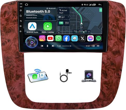 8G+128G Car Radio for Chevy Silverado Tahoe Suburban GMC Yukon 2007-2013: 8Core Android 15 Stereo with QLED HD Touchscreen Wireless CarPlay Android Auto Build-in GPS 5G WiFi DSP 48EQ Backup Camera in Saudi Arabia