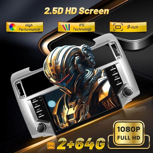 Android Car Stereo for Toyota 4runner 2010-2021, 9 Inch IPS Touchscreen Car Radio with Wireless Carplay, Android Auto, Equalizer, WiFi, GPS Navigation, FM RDS, SWC, Mirror Link + AHD Rear View Camera in Kuwait
