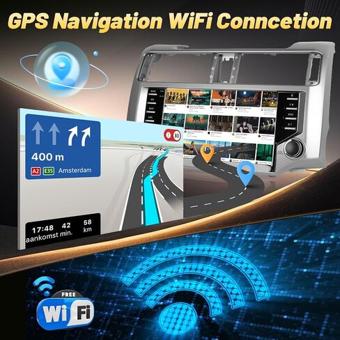 Android Car Stereo for Toyota 4runner 2010-2021, 9 Inch IPS Touchscreen Car Radio with Wireless Carplay, Android Auto, Equalizer, WiFi, GPS Navigation, FM RDS, SWC, Mirror Link + AHD Rear View Camera in Kuwait