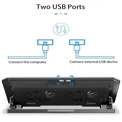 Laptop Cooling Pads Large Size for 12-16 Inch Notebook Silent Gaming Cooler Wind Speed Adjustable Stand in Saudi Arabia