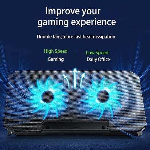 Laptop Cooling Pads Large Size for 12-16 Inch Notebook Silent Gaming Cooler Wind Speed Adjustable Stand in Saudi Arabia