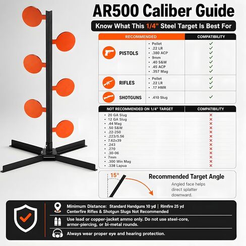 AR500 أهداف شجرة المبارزة مع حامل، 6 مجداف 4 بوصة × 1/4 بوصة مجموعة أهداف الرماية الفولاذية، نظام تفاعلي لإعادة الضبط الذاتي للجاذبية لممارسة المدى المنفرد والرأس إلى الرأس in Kuwait
