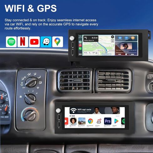 5G WiFi Car Radio for Dodge Ram 1500/2500/3500 1994-2001, Jeep Wrangler 1997-2002, Grand Cherokee 1993-1998, Chrysler Town & Country 1990-2000, 6.86'' Touchscreen Stereo CarPlay Android Auto GPS BT FM in Saudi Arabia