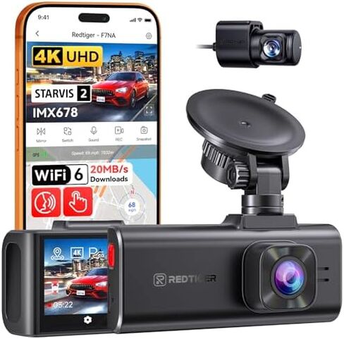 REDTIGER F7NA & CPL, 4K Dual Dash Cam, STARVIS 2 IMX678, 8MP, 5GHz WiFi (20MB/s Fast Download), 4K Front 1080P Rear, GPS, Voice Control, WDR, HDR Night Vision, 24H Parking Mode, Support 512GB Max in Saudi Arabia