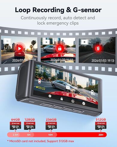 REDTIGER F7NA & CPL, 4K Dual Dash Cam, STARVIS 2 IMX678, 8MP, 5GHz WiFi (20MB/s Fast Download), 4K Front 1080P Rear, GPS, Voice Control, WDR, HDR Night Vision, 24H Parking Mode, Support 512GB Max in Saudi Arabia