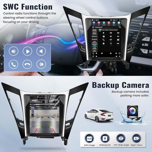 Android 14 Car Stereo Radio for Hyundai Sonata 2011-2015 Car Radio with Wireless Carplay Android Auto GPS Navigation, WiFi, Bluetooth, FM/RDS Radio, HiFi, SWC+Rear Camera (2+32G) in Saudi Arabia