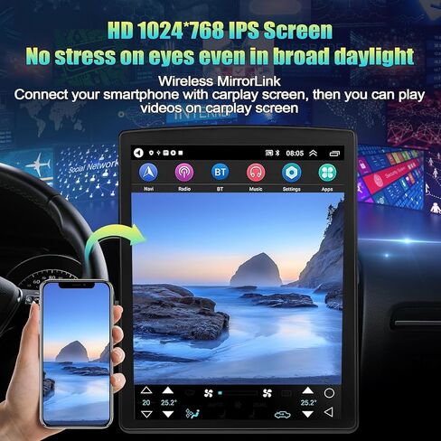 Android 14 Car Stereo Radio for Hyundai Sonata 2011-2015 Car Radio with Wireless Carplay Android Auto GPS Navigation, WiFi, Bluetooth, FM/RDS Radio, HiFi, SWC+Rear Camera (2+32G) in Saudi Arabia