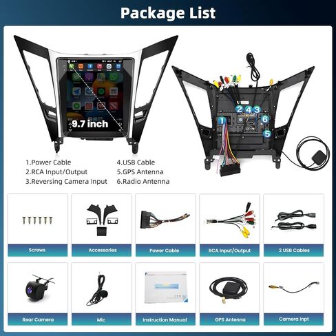 Android 14 Car Stereo Radio for Hyundai Sonata 2011-2015 Car Radio with Wireless Carplay Android Auto GPS Navigation, WiFi, Bluetooth, FM/RDS Radio, HiFi, SWC+Rear Camera (2+32G) in Saudi Arabia