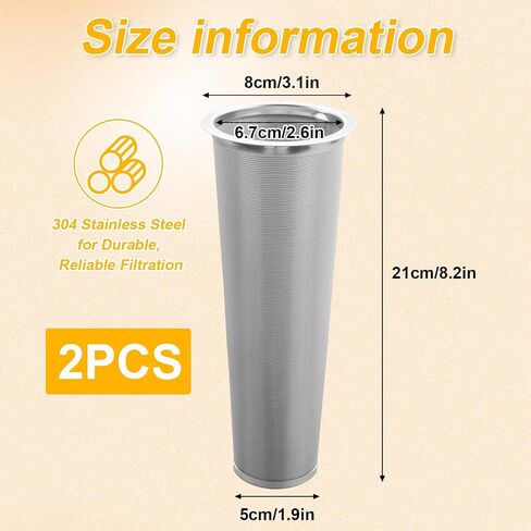 2 Pack 304 Stainless Steel Cold Brew Coffee Filter, Ultra-Fine Mesh Strainer for 1-2 Quart Wide Mouth Mason Jars, Seal Ring Design for Tea Fruit Infused Water in Saudi Arabia