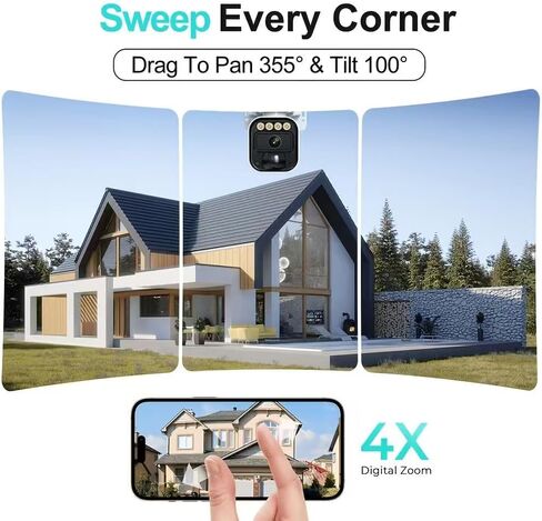 4G LTE Cellular Solar Security Cameras Wireless Outdoor,No WiFi Cameras for Home Security,2K Surveillance Camera Lenses,Spotlight Siren Alarm,AI Detection,SD/Cloud Storage, Wire-Free in Kuwait