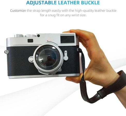 Leather Camera Wrist Strap, Anti-Slip Hand Strap for Mirrorless DSLR, Black in Kuwait