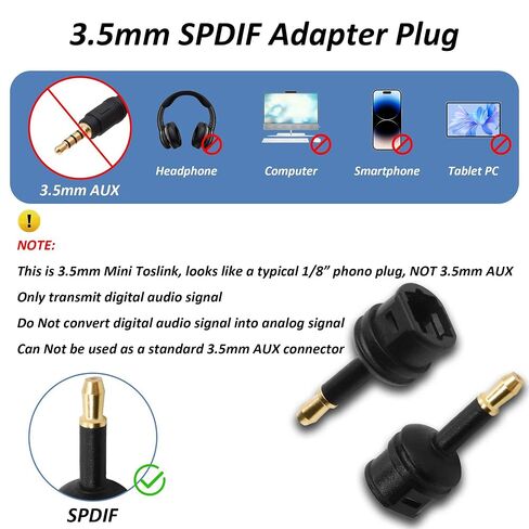 3.5mm Mini Toslink Adapter Digital Fiber Optic Audio Connector in Saudi Arabia