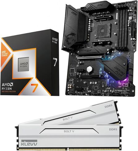 Micro Center CPU Motherboard Memory Combo: AMD Ryzen 7 9800X3D CPU Processor + ASUS TUF Gaming B850-E Motherboard + KLEVV Bolt V DDR5 32GB (2x16GB) 6000MHz CL30 Desktop Ram Memory White in Kuwait
