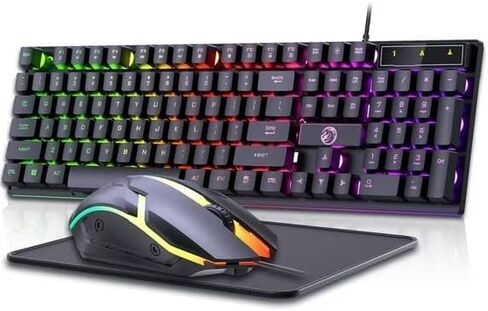 Wired Gaming Keyboard and Mouse Combo, 104 Keys Full-Sized Ergonomic Computer Keyboard & Mouse Sets for PC in Saudi Arabia