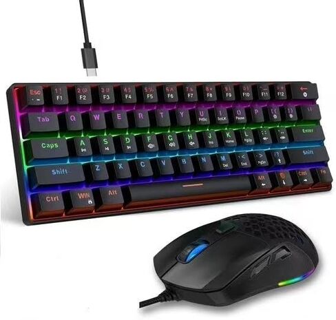 Wired Mechanical Gaming Keyboard and Mouse Combo, 61 Keys, RGB Backlit, for Windows PC, Desktop, Laptop in Saudi Arabia