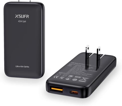 Flat 45W USB C Charger, Slim Wall Charger, Super Fast Charger with PPS, Folding Fast Charger with Dual Ports for Traveling, 45W PD Fast Charging for Laptops, Tablets, Phones in Saudi Arabia