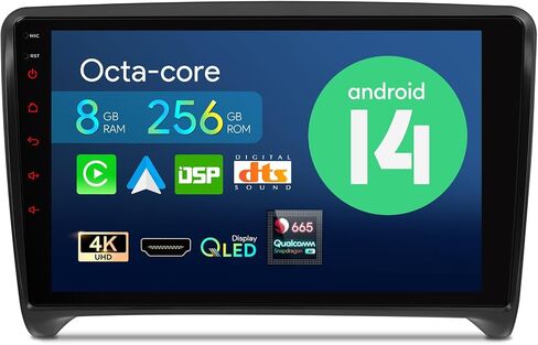 XTRONS Car Stereo for Audi TT MK2, Android 14 Qualcomm Octa Core 8GB+256GB Car Radio, 9 Inch QLED Touch Screen GPS Navigation for Car Bluetooth Head Unit DSP CarPlay Android Auto in Saudi Arabia