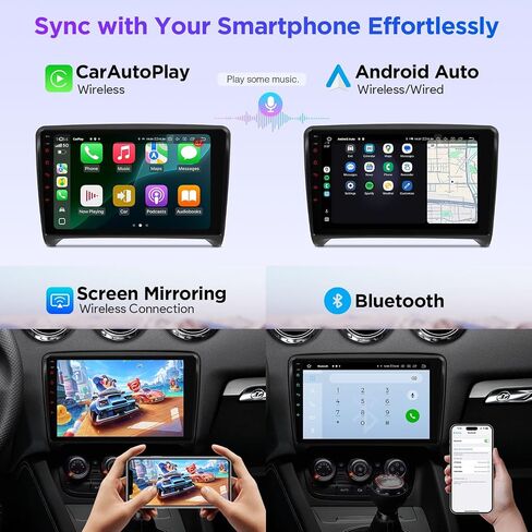 XTRONS Car Stereo for Audi TT MK2, Android 14 Qualcomm Octa Core 8GB+256GB Car Radio, 9 Inch QLED Touch Screen GPS Navigation for Car Bluetooth Head Unit DSP CarPlay Android Auto in Saudi Arabia