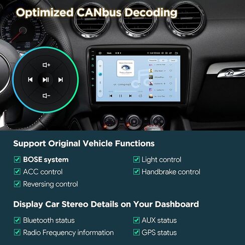 XTRONS Car Stereo for Audi TT MK2, Android 14 Qualcomm Octa Core 8GB+256GB Car Radio, 9 Inch QLED Touch Screen GPS Navigation for Car Bluetooth Head Unit DSP CarPlay Android Auto in Saudi Arabia