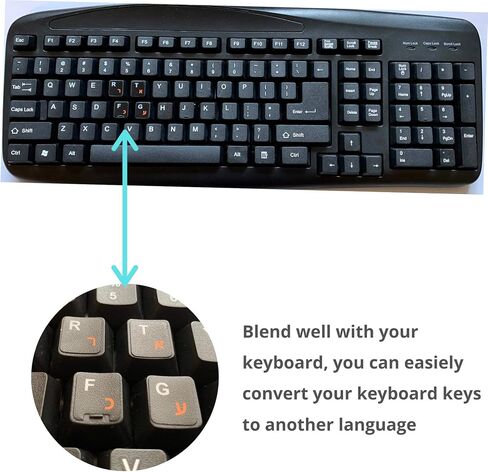3PCS Hebrew Keyboard Stickers Waterproof Replacement Computer Laptop Keyboard Stickers Orange Lettering with Non Transparent Black Background (Hebrew Keyboard Stickers) in Saudi Arabia