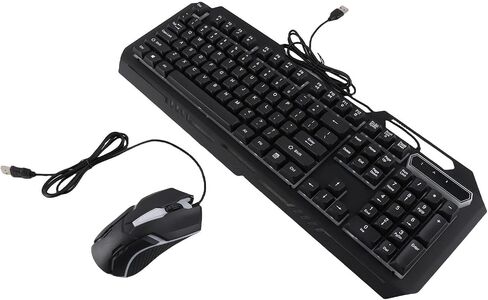 Wired Keyboard and Mouse Combo, Aluminum Alloy Keyboard, 104 Key Layout Mouse Combo with Vibrant RGB Lighting & USB Plug and Play, Ideal for PC, Laptop, Gaming & Office in Saudi Arabia