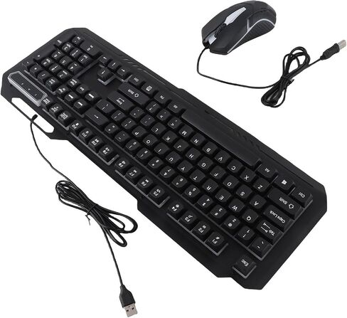 Wired Keyboard and Mouse Combo, Aluminum Alloy Keyboard, 104 Key Layout Mouse Combo with Vibrant RGB Lighting & USB Plug and Play, Ideal for PC, Laptop, Gaming & Office in Saudi Arabia