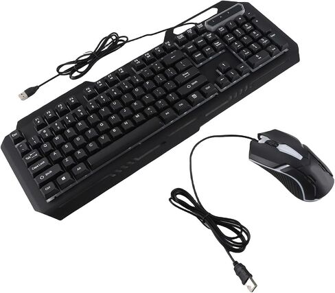 Wired Keyboard and Mouse Combo, Aluminum Alloy Keyboard, 104 Key Layout Mouse Combo with Vibrant RGB Lighting & USB Plug and Play, Ideal for PC, Laptop, Gaming & Office in Saudi Arabia