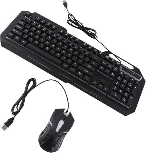 Wired Keyboard and Mouse Combo, Aluminum Alloy Keyboard, 104 Key Layout Mouse Combo with Vibrant RGB Lighting & USB Plug and Play, Ideal for PC, Laptop, Gaming & Office in Saudi Arabia