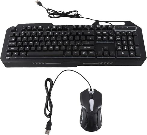 Wired Keyboard and Mouse Combo, Aluminum Alloy Keyboard, 104 Key Layout Mouse Combo with Vibrant RGB Lighting & USB Plug and Play, Ideal for PC, Laptop, Gaming & Office in Saudi Arabia