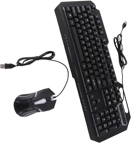 Wired Keyboard and Mouse Combo, Aluminum Alloy Keyboard, 104 Key Layout Mouse Combo with Vibrant RGB Lighting & USB Plug and Play, Ideal for PC, Laptop, Gaming & Office in Saudi Arabia