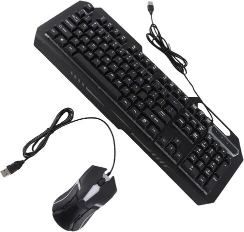 Wired Keyboard and Mouse Combo, Aluminum Alloy Keyboard, 104 Key Layout Mouse Combo with Vibrant RGB Lighting & USB Plug and Play, Ideal for PC, Laptop, Gaming & Office in Saudi Arabia
