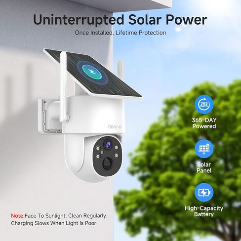 Noorio 2K Solar Security Camera Wireless Outdoor, 360° Pan/Tilt Camera with Dual-Band WiFi 2.4/5G, Fixed Solar Panel, AI Human Detection, Color Night Vision, 4MP, IP65 Weatherproof, 2-Way Audio 2 Pack in Saudi Arabia