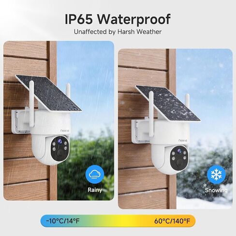 Noorio 2K Solar Security Camera Wireless Outdoor, 360° Pan/Tilt Camera with Dual-Band WiFi 2.4/5G, Fixed Solar Panel, AI Human Detection, Color Night Vision, 4MP, IP65 Weatherproof, 2-Way Audio 2 Pack in Saudi Arabia