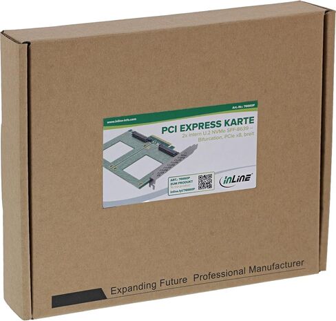 InLine® PCI Express Card to 2X Internal U.2 NVMe SFF-8639 - Bifurcation, PCIe x8, Wide, 76660P in Saudi Arabia