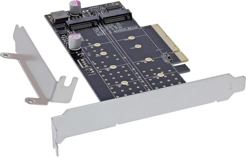InLine PCI Express Card to 2X Internal NVMe M.2 Key M - Bifurcation, PCIe x8, incl. Low Profile Slot Bracket, 76660N in Saudi Arabia