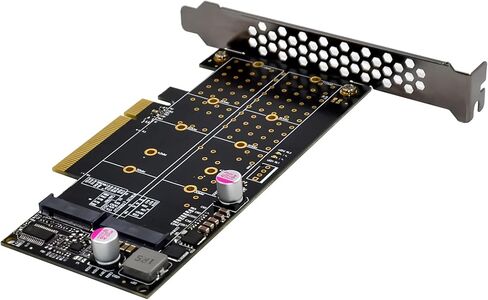 InLine PCI Express Card to 2X Internal NVMe M.2 Key M - Bifurcation, PCIe x8, incl. Low Profile Slot Bracket, 76660N in Saudi Arabia