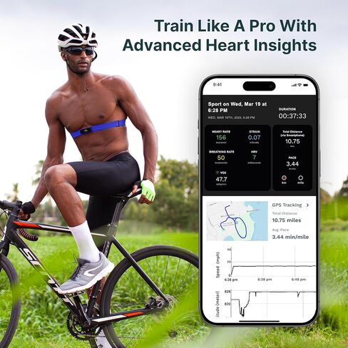 Frontier X2 Smart Heart Rate Monitor Chest Strap, Wearable Heart Health Monitor with Strain, Breathing Rate, Real Time Vibration Alerts and 20+ Fitness Activities with Continuous Heart Monitoring in Saudi Arabia
