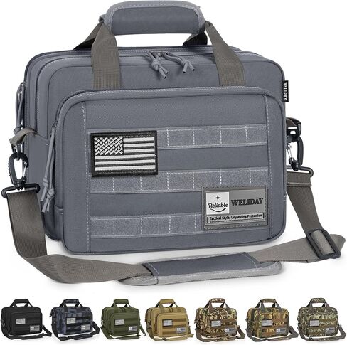 Tactical Gun Range Bag, Pistol Carrying Bag for 2 Handguns and Ammo, Firearm Shooting Case with 6 Magazine Slots and Lockable Zipper for Shooting Range & Outdoor Hunting in Saudi Arabia