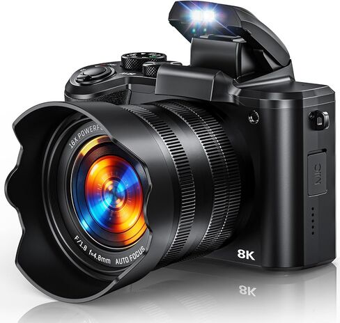 8K Digital Cameras for Photography, Autofocus 88MP WiFi Photography Camera with Touch Screen, Dual Lens Vlogging Camera for YouTube, 16X Digital Zoom, Flash, 2 Batteries & 64GB Card in Saudi Arabia