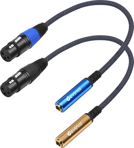 2-Pack XLR Female to 1/4" TRS Stereo Adapter Cable, Balanced 3-Pin Interconnect, 30 cm (1 ft), Durable Nylon Braided Jacket with Color-Coded Gold & Blue Connectors in Saudi Arabia