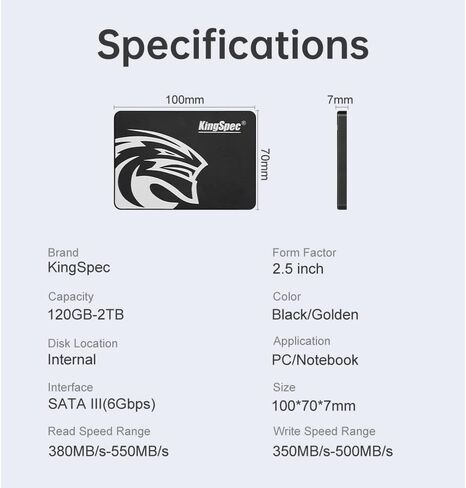 Ssd Kingspec 256gb 550mb/s Sata 3 6gbps in Saudi Arabia