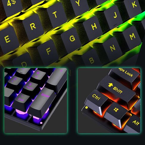 Gaming Keyboard and Mouse Combo, 104 Keys LED Backlit Ergonomic Keyboard, Quick Response with Floating Keycap, Ideal for Work & Gaming Experience (d500 Word Transparent Black Suit) in Saudi Arabia